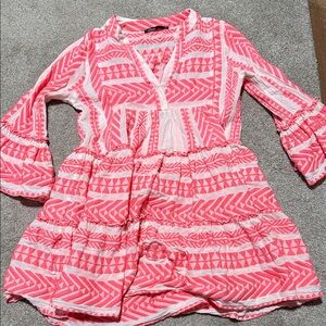 Devotion TWINS Pink and White Geometric Dress